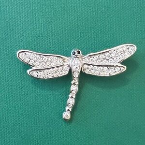 Vintage Swarovski Silver Crystal Dragonfly Brooch